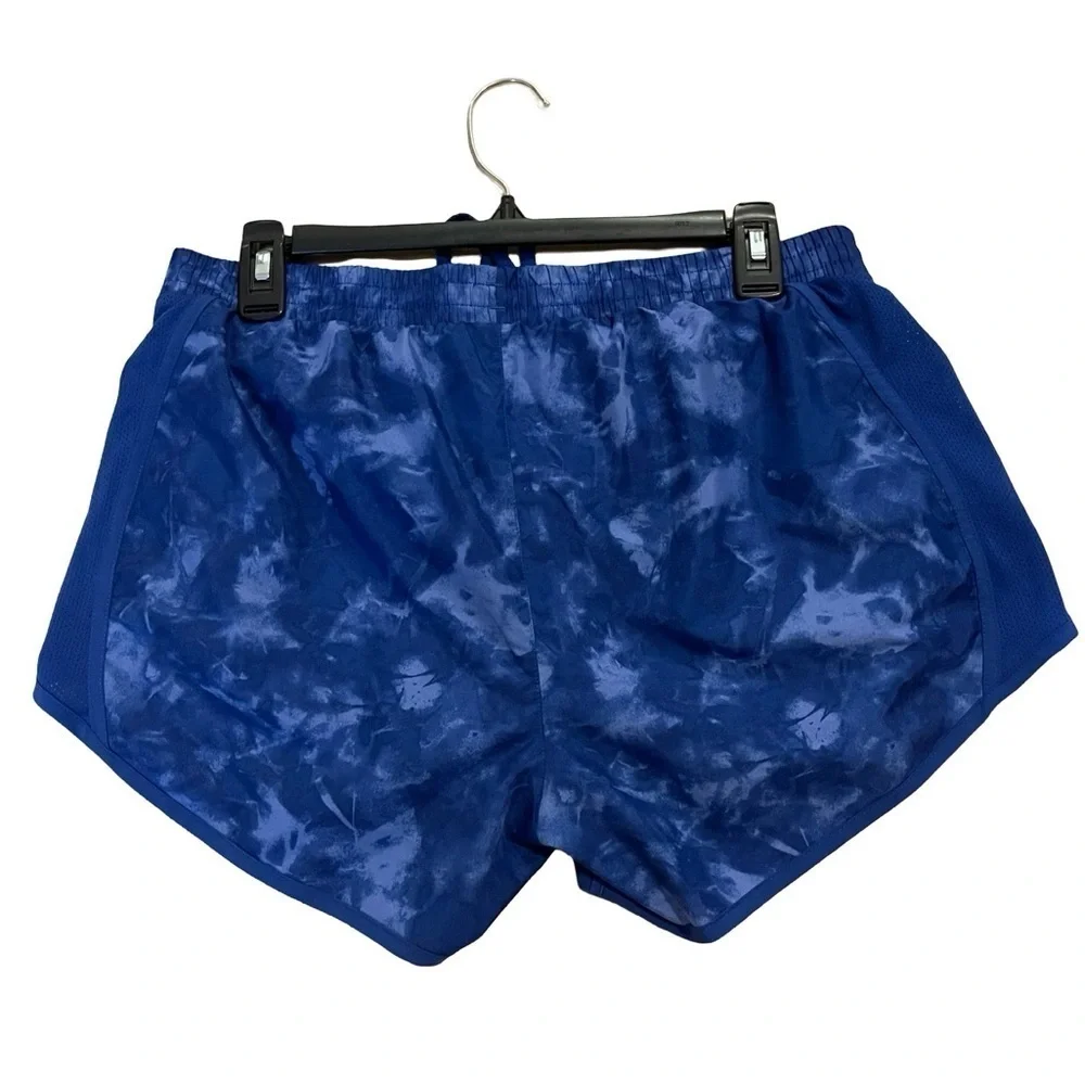 Under Armour Heat Gear Lined Athletic Shorts with Pockets Blue Design Sz Medium